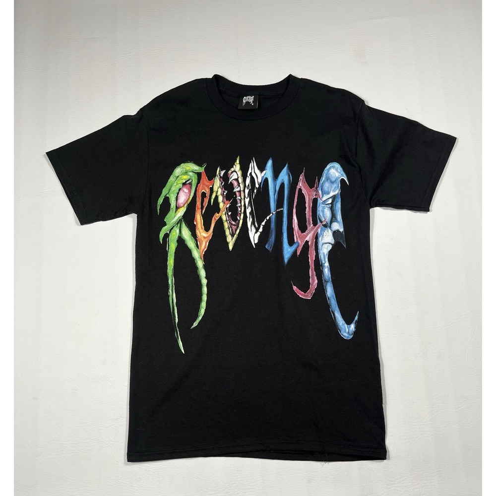 Revenge x Trippie Redd Arch Logo Small Black Hip Hop Streetwear T Shirt